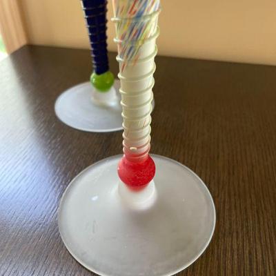 Newt Grover Art Glass Candlesticks