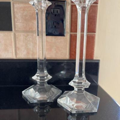 Val St Lambert Crystal Candlesticks