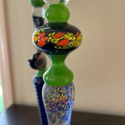 Newt Grover Art Glass Candlesticks