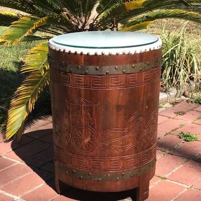 Vintage Indonesian drum table