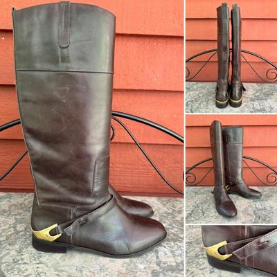 Gianni Bini Distressed Brown leather Riding Style Boots, Size 9