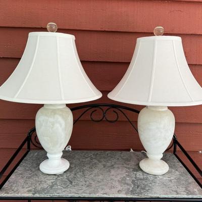 It just doesn’t get any more classic and elegant than this! Gorgeous pair of Alabaster lamps. Measures: Toral height from the base to the...