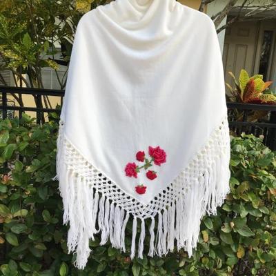 Vintage hand embroidered shawl