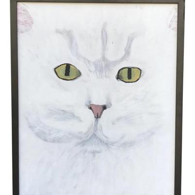 Original contemporary cat face painting 