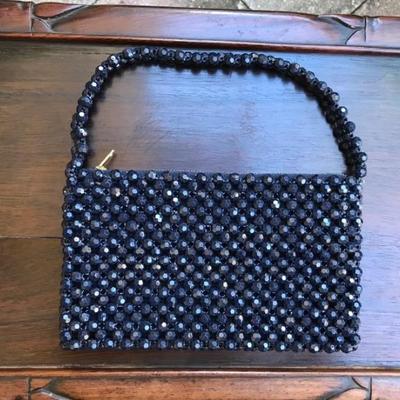 Small navy blue beaded vintage purse