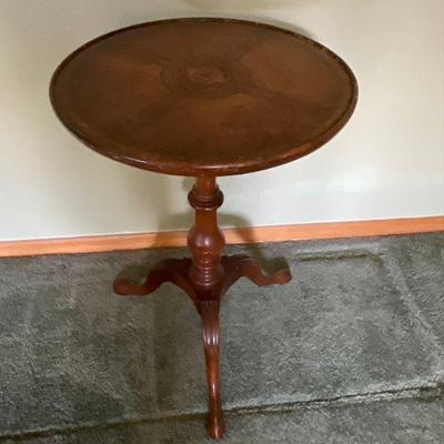 Antique Colonial Leather Top Side Table