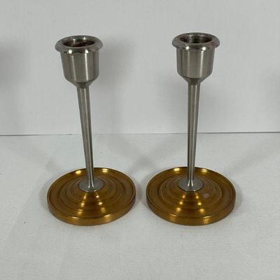 MCM Brass/Silvertone Candlestick