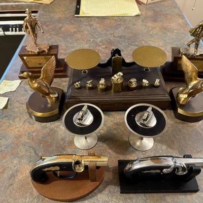 COLLECTOR:  authentic 1960'S Chevrolet awards & memorabilia--scale with all weights, bookends, cigarette lighters