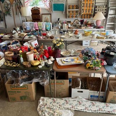 A cornucopia of any personal items you can think of...China teacups, kitchen appliances, seasonal decor (especially Christmas!), vintage...