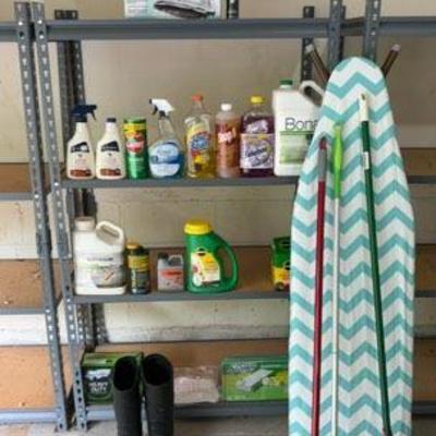 Household Cleaners, Gardening Supplies And Iron With Ironing Board