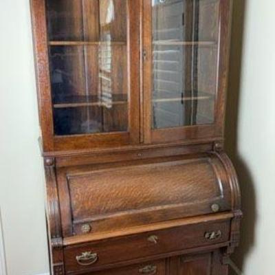 Secretary with Cylinder Roll Top Desk