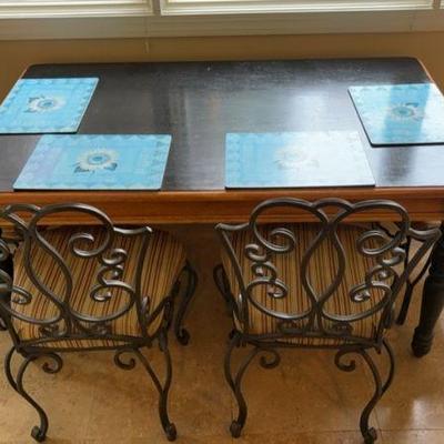 Kitchen Table And Four Bombay Co. Wrought Iron Chairs