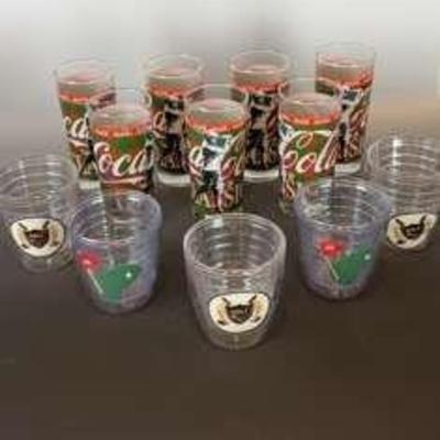 Coca-Cola Classic Glasses And Insulated Golf Cups