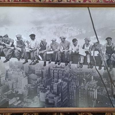 Wonderful Retro Framed Print On Canvas Of Iconic New York Construction Workers