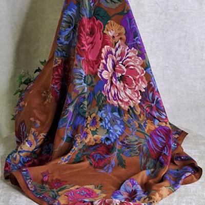 Fabulous Vintage Liz Claiborne Silk Floral Scarf