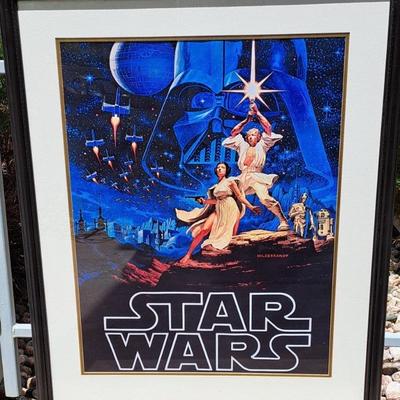 Star Wars Reproduction Print On Canvas Framed And Matted 30.5 X 36.5
