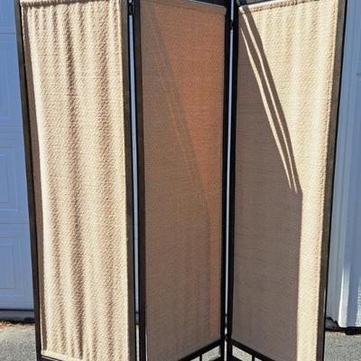 Great Metal And Fabric 3 Panel Folding Screen