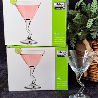 8 Z Stem Martini Glasses By Libby New In Boxes