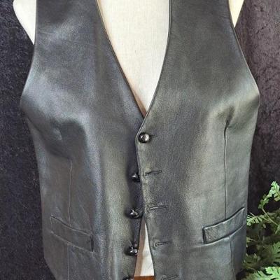 Vintage Men's Black Leather Vest