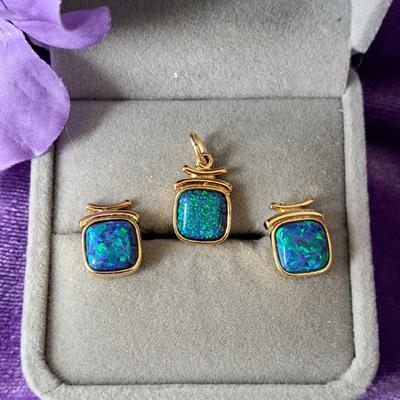 Another Sonoma Art Works Gold Over Sterling And Opal Pendant & Earring Set