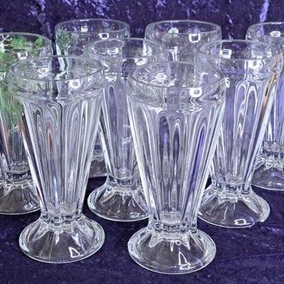 Set Of 8 Vintage 50's Style- Ice Cream Parlor- Shake, Sundae, Root Beer Float Glasses