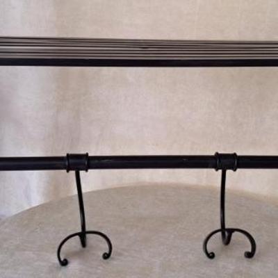 Industrial Style Wrought Iron Wall Shelf With Hooks