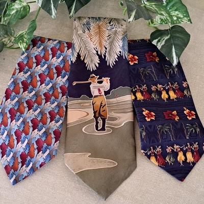 Trio Of Fun Silk Ties: Tommy Bahama, J. Garcia & Tango