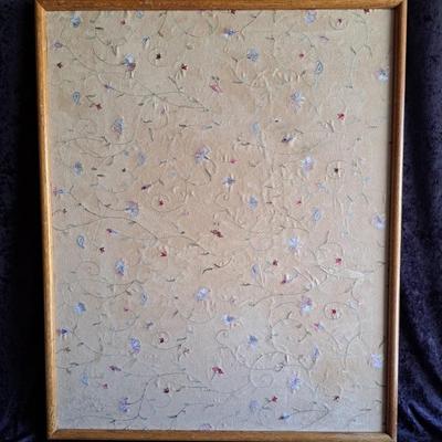 Floral Embroidered Ultrasuede Cloth Covered Bulletin Board 27 X 33