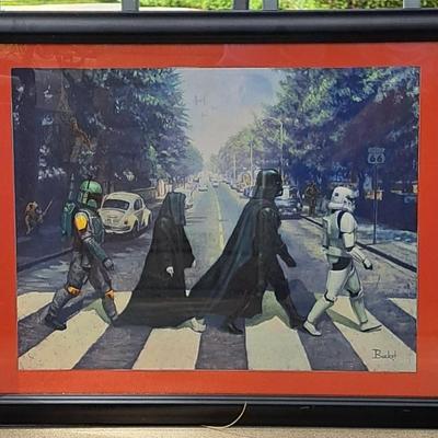 Star Wars Take- Off On Abbey Road Framed Print On Canvas