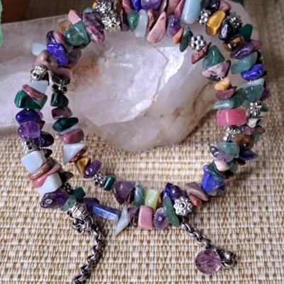 Gemstone Chip Wrap Bracelet