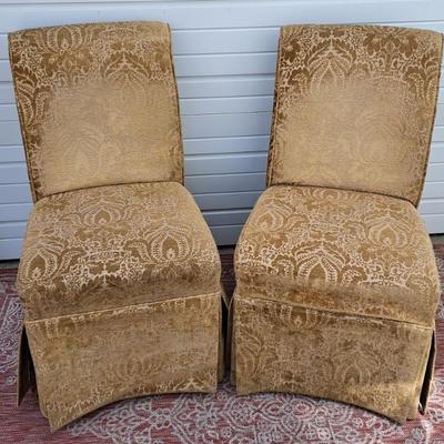 Pair Of Velvet Upholstered Parsons Chairs