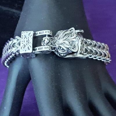 NWOT Men's Stainless Steel Celtic Dragon Clasp Bracelet 8 Inches Long