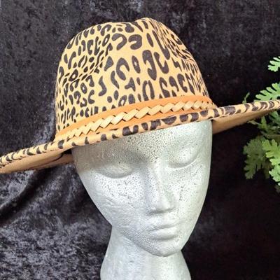NWOT Animal Print Felt Hat With Adjustable Size Circumference