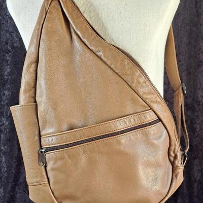 Brown Leather Crossbody Healthy Back Bag By AmeriBag