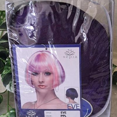 New In Package Sepia Bob Style Purple Wig 