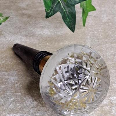 Vintage Brass And Crystal Bottle Stopper