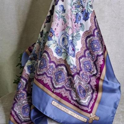 Adrienne Vittadini Vintage Flowered Silk Scarf 36 X 36