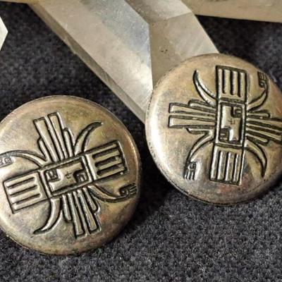 Vintage 1940-1950 Silver Hopi Button Cover Style Earrings