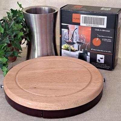 Cheese Board With Hidden Cheese Knives, Stainless Wine Wine Cooler & NIB SkyBar Wine Chillers