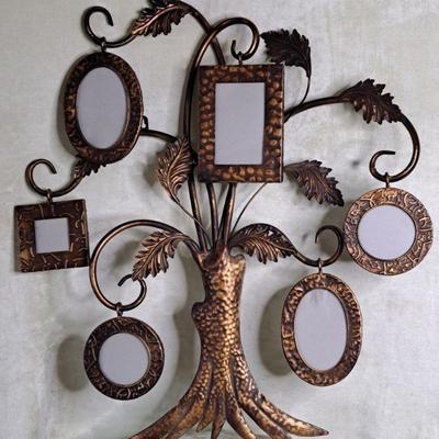 Large Family Tree Picture Frame Wall Hanging In Copper Tone Finish