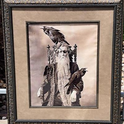 One- Eyed Man With Ravens Canvas Print Of Vintage Phtograph Sepia Tones 26 X 31