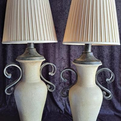 Fabulous Pair Of Grecian Urn Style Lamps 42 Inches Tall