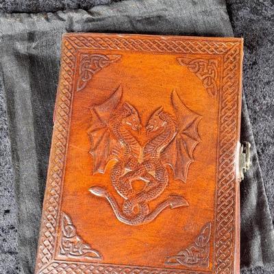 NWOT Leather, Hand Bound Dragon Journal/ Book Of Shadows