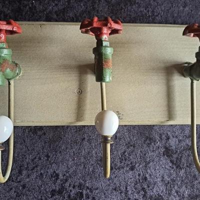 Steampunk 3 Hook, Wood And Metal Coat Rack