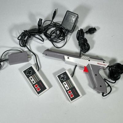 (5PC) NES CONTROLLERS & MORE | Including: 2 NES controllers, Nintendo Zapper controller for NES, Nintendo RF Switch, and AC adapter &...