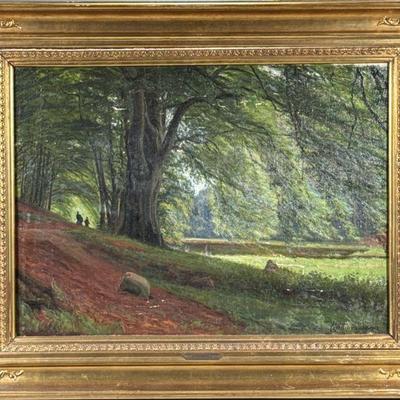 EMILE WENNERWALD (DANISH, 1859-1934) | Park scene. Signed lower right and dated 1909. - w. 31 x h. 25 in (frame)

