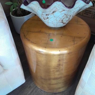 Designer glass and side table