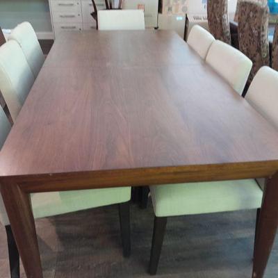 Solid wood table and eight chairs