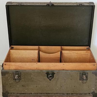 Vintage Military Footlocker w/ Keys & Wood Insert