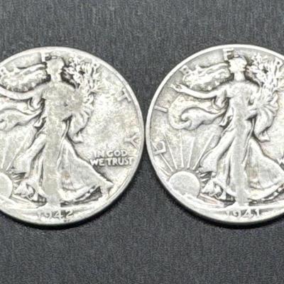 1941-P & 1942-P Walking Liberty Silver Half